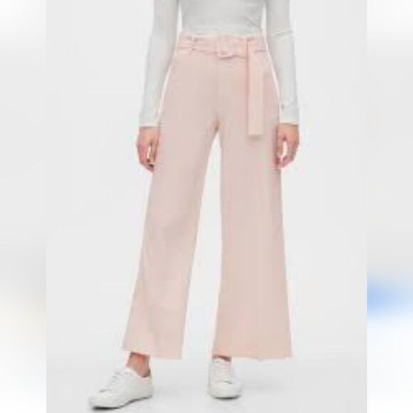 Banana Republic High Rise Wide Leg Belted Trouser Pants Pink Size 12 - Picture 1 of 14